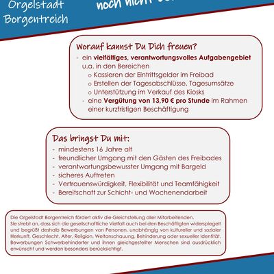 Bild vergr��ern: Stellenausschreibung Freibad Kasse 2026