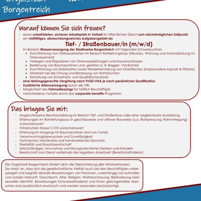 Bild vergr��ern: Stellenausschreibung Tiefbau Stadtwerke 2026