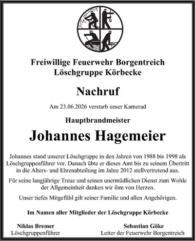 Bild vergr&ouml;&szlig;ern: Nachruf Johannes Hagemeier 