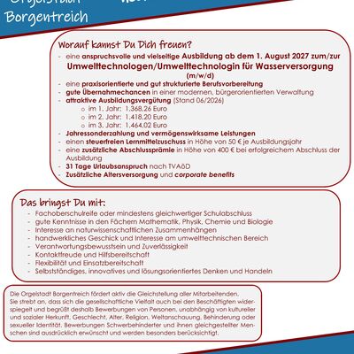 Bild vergr��ern: Stellenausschreibung Azubi UT Wasserversorgung mwd 2027