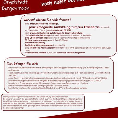 Bild vergr��ern: Stellenausschreibung PiA-Ausbildung EJ 2027